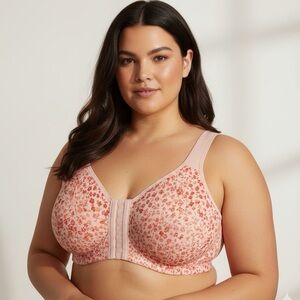 Penningtons Pink Cotton Front Closure Wireless wire Free Bra New Size 42DD